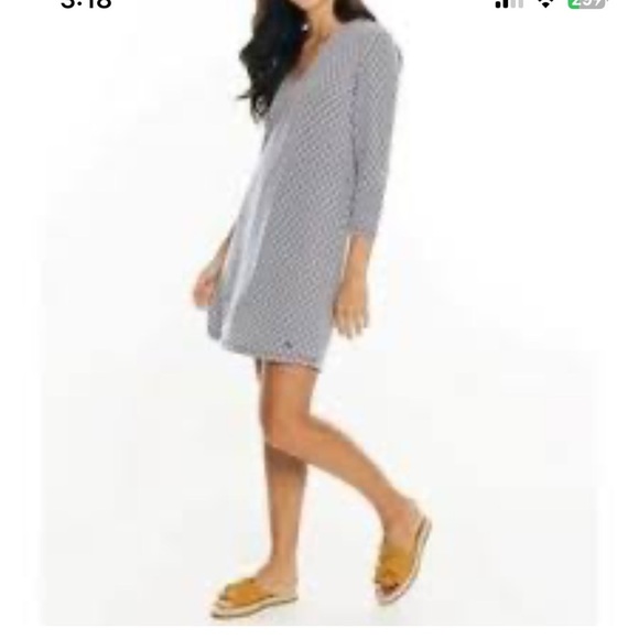 Southern Tide Blue and White Geometric Pattern Dress size XL - Picture 2 of 6